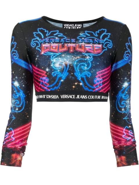 VERSACE JEANS COUTURE 로고 인쇄 크래핑 탑