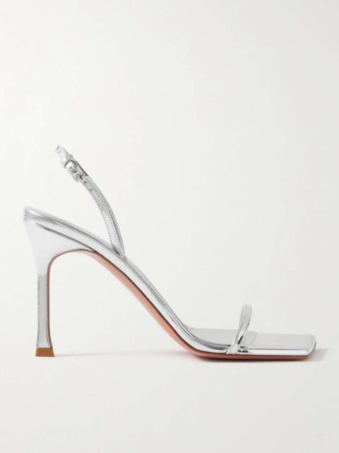 Amina Muaddi Maya mirrored-leather sandals Silver