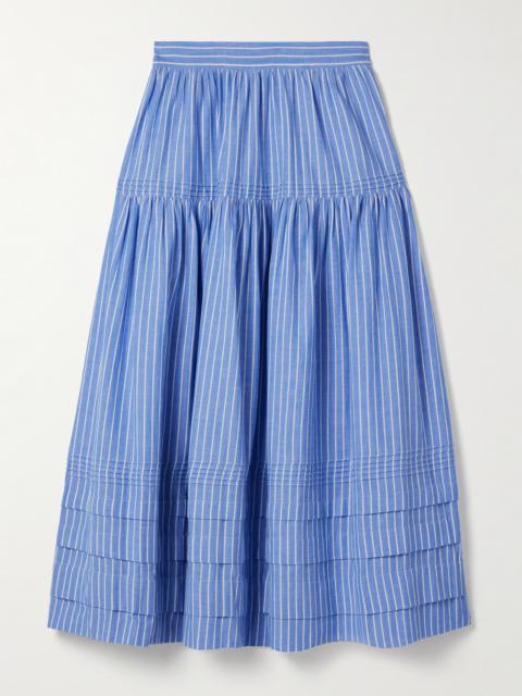 DÔEN Sebastiane Striped Organic Cotton-poplin Midi Skirt