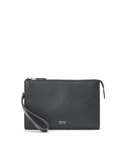 TOM FORD pebbled-leather logo-print clutch