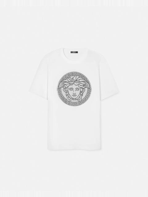 VERSACE Embroidered Medusa Sliced T-Shirt