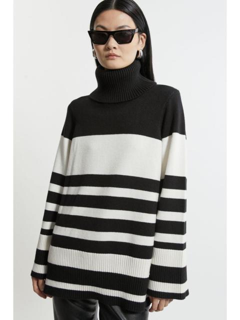 KAREN MILLEN Striped Split Hem Knit Jumper
