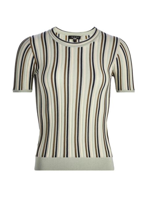 rag & bone Women's Victoria Striped Rib-Knit Top - Blue Multi