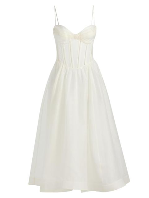 Zimmermann Women's Luna Linen-Silk Corset A-Line Midi-Dress - Ivory
