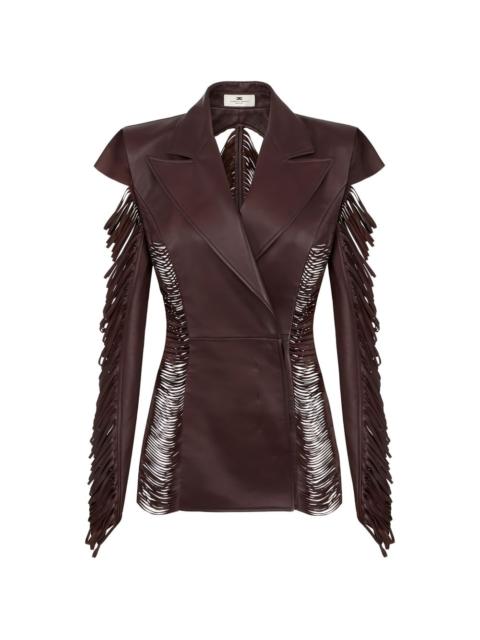 ELISABETTA FRANCHI double-breasted fringed leather jacket