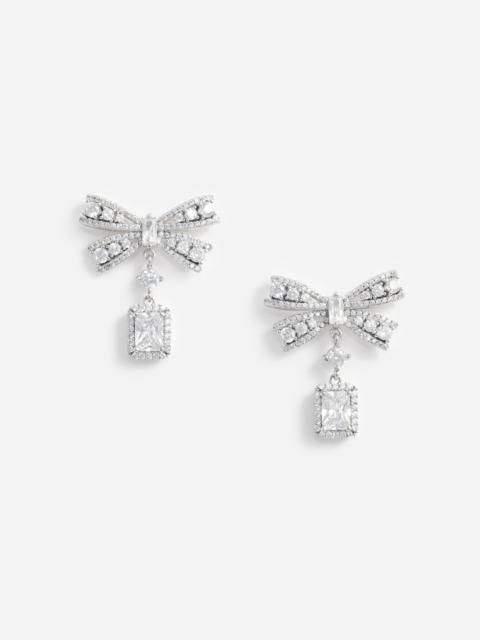 self-portrait Bow Crystal Drop Earrings