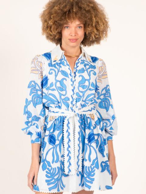 Poupette St Barth Mini Dress Conti - White Blue Ritual
