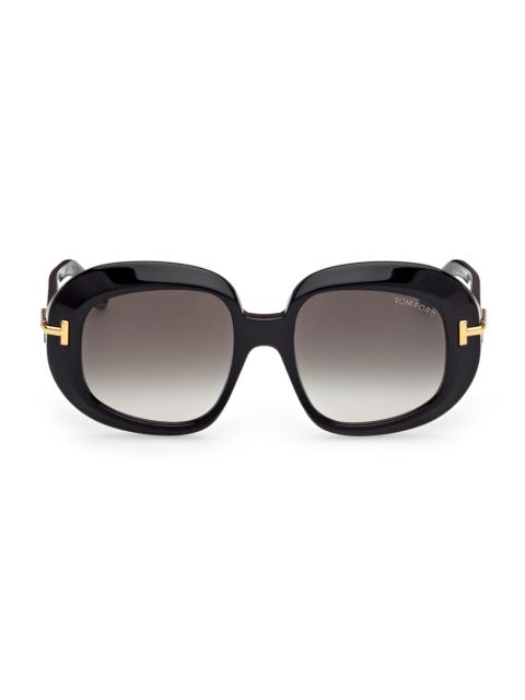 TOM FORD Women's ICON 53MM Round Sunglasses - Shiny Black
