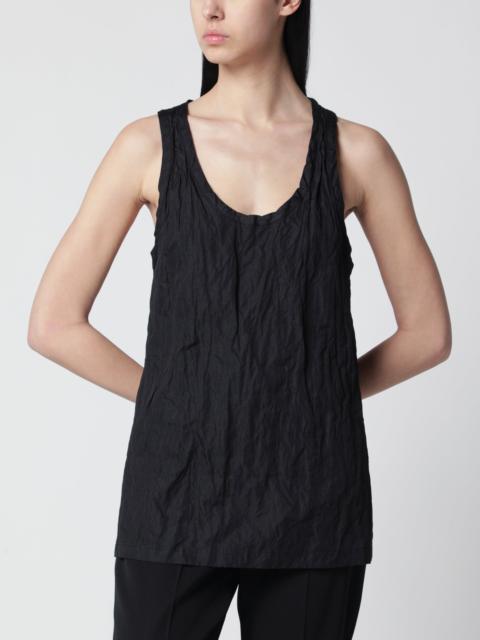 TOTEME Black crinkled cotton tank top