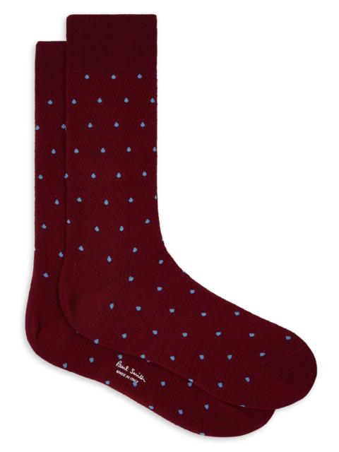 Paul Smith Men's 2-Pack Naveen Polka Dot Cotton-Blend Crew Socks - Navy Red