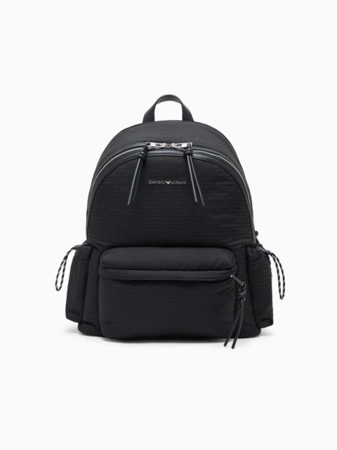 EMPORIO ARMANI ROUND NYLON BACKPACK WITH MONOGRAM LETTERING