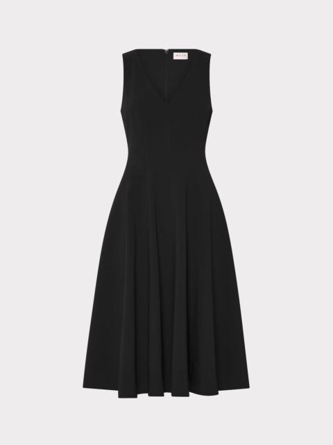 MILLY Linda Stretch Cady Midi Fit And Flare