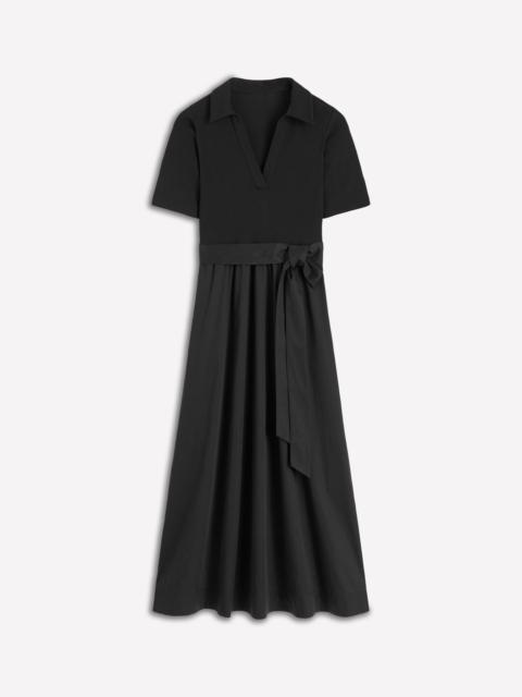BODEN Collar Detail Mix Midi Dress-Black