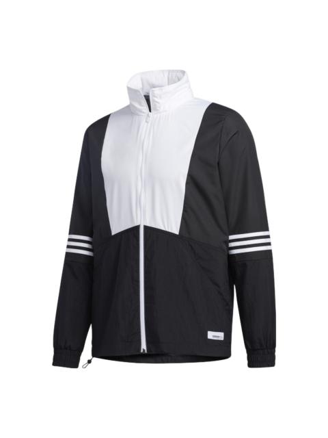 adidas neo Contrasting Colors Casual Sports Hooded Jacket Black GJ8767