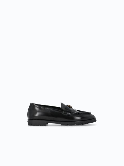 PINKO LEATHER LOAFER WITH LOGO AND LUG SOLE