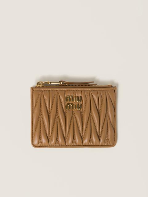 Miu Miu Matelassé nappa leather card holder