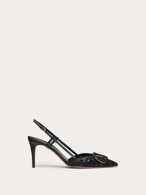 VLOGO SIGNATURE CALFSKIN SLINGBACK PUMP WITH SAN GALLO EMBROIDERY 80 MM