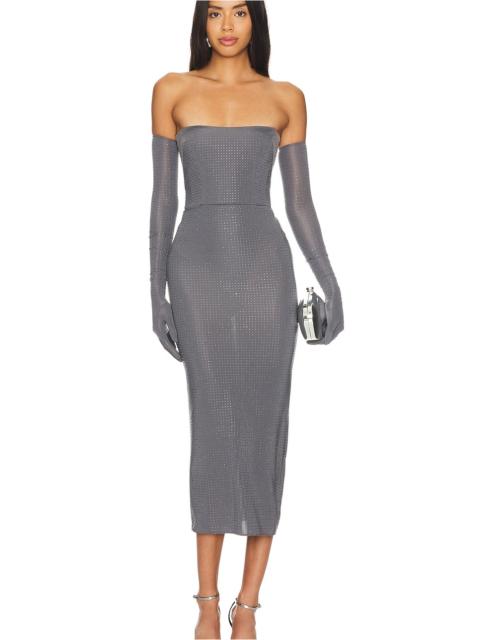 ALEX PERRY Strapless Crystal Glove Dress