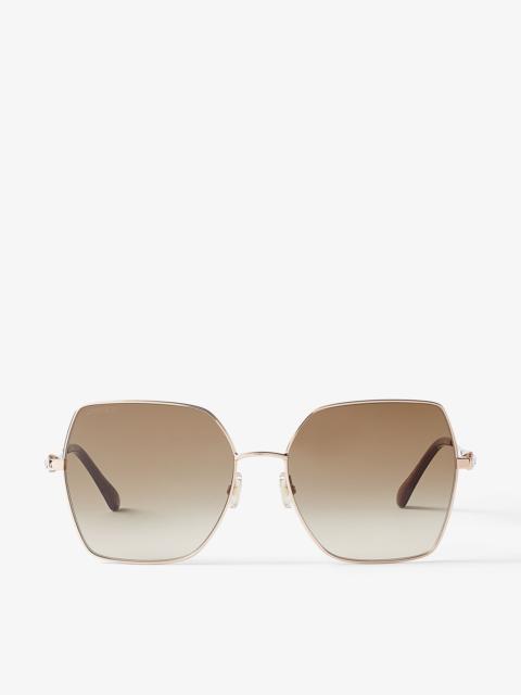 JIMMY CHOO Reyes
Copper and Gold Square-Frame Sunglasses with Swarovski Crystal