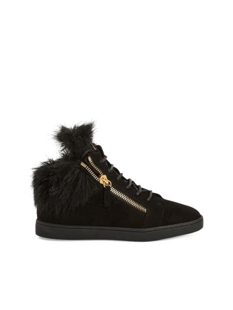 Giuseppe Zanotti Kriss fur-trimmed zip-up sneakers