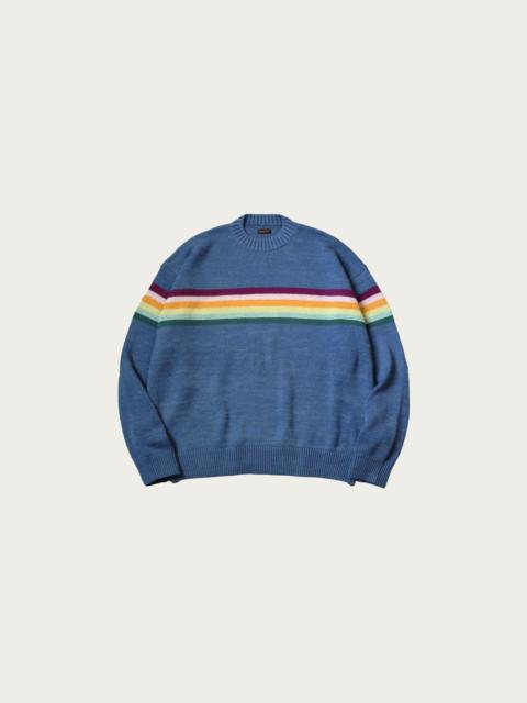 Kapital 5G Cotton Knit 1-TONE PECKISH RAIBOW Crew Sweater - Blue