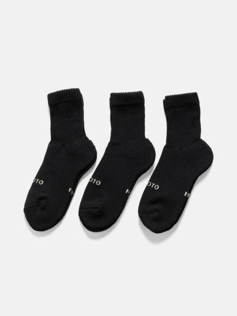 ROTOTO® R1522 Organic Daily 3 Pack Mini Crew Socks Black