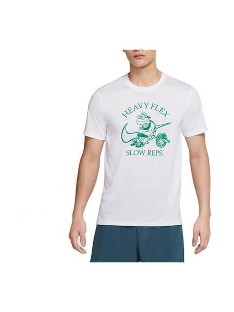 Nike Nike 드리프 만화 인쇄 훈련 둥근 목 짧은 소매 백색 DM6284-100