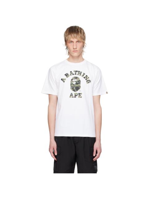 A BATHING APE® White 1st Camo College T-Shirt