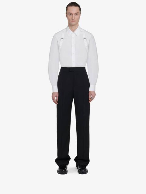 Alexander McQueen Men's Wide Leg Tuxedo Trousers in Black