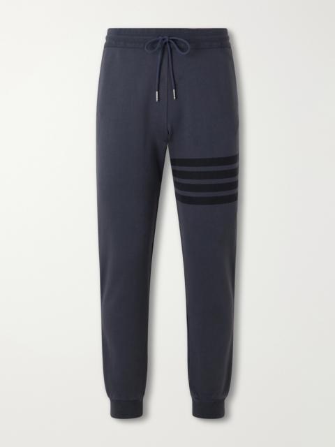 Thom Browne Tapered 4-Bar Detailed Cotton-Jersey Drawstring Sweatpants
