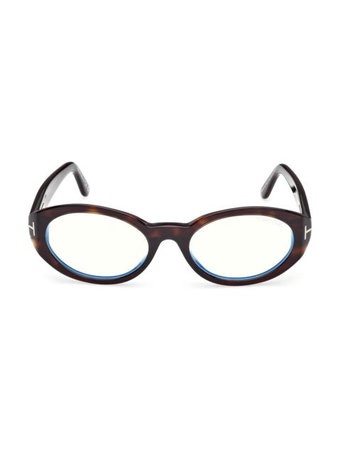TOM FORD Women's 54MM Oval Optical Eyeglasses - Classic Dark Havana