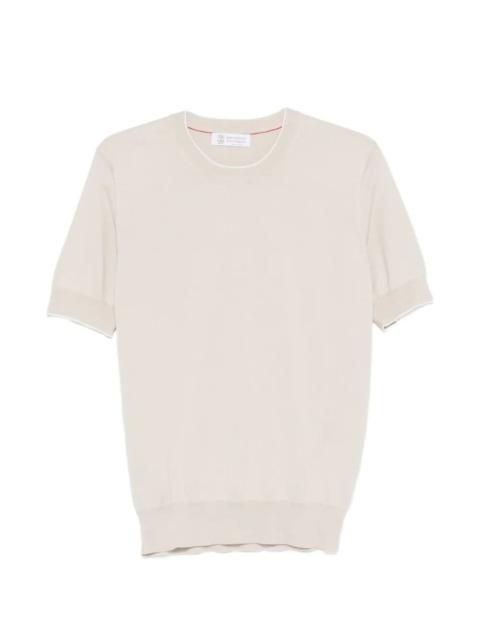 Brunello Cucinelli Cotton Lightweight Knit T-Shirt With Contrast Details