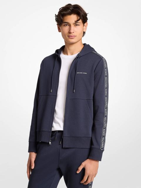 MICHAEL KORS Logo Tape Cotton Blend Zip-Up Hoodie