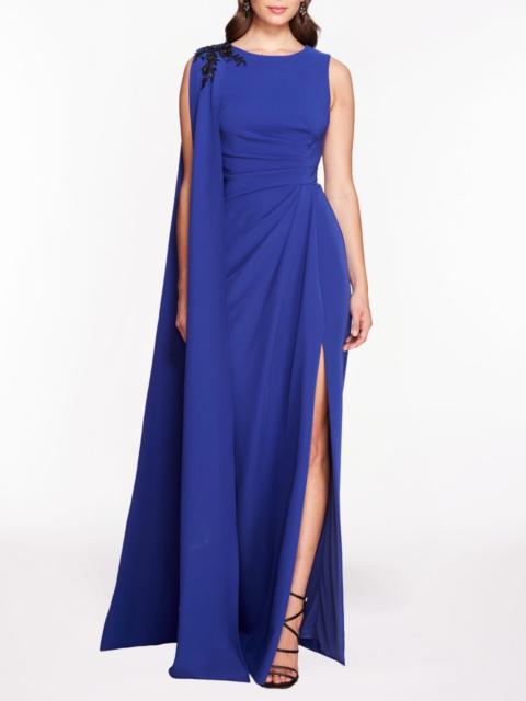 Marchesa SLEEVELESS DRAPED EVENING GOWN