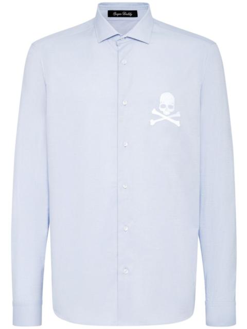 PHILIPP PLEIN Sugar Daddy skull-embroidered 코튼 셔츠