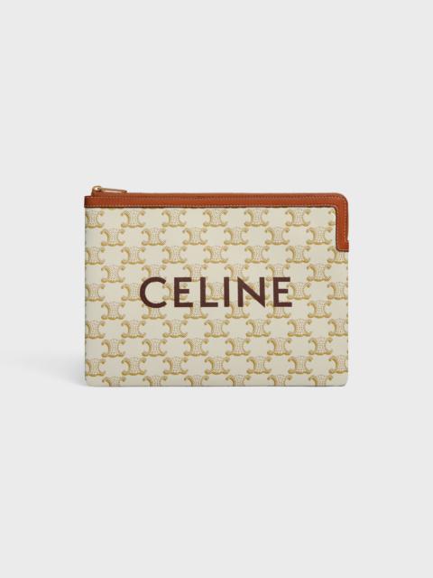 CELINE Small Pouch in Triomphe Canvas and lambskin