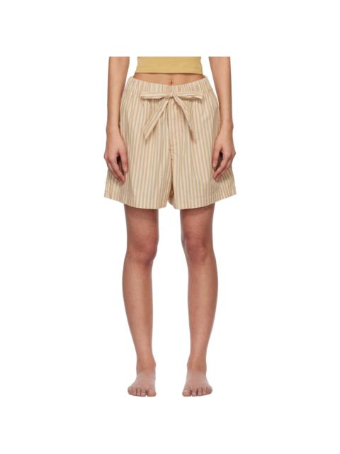 TEKLA Tan & Beige Poplin Pyjama Shorts