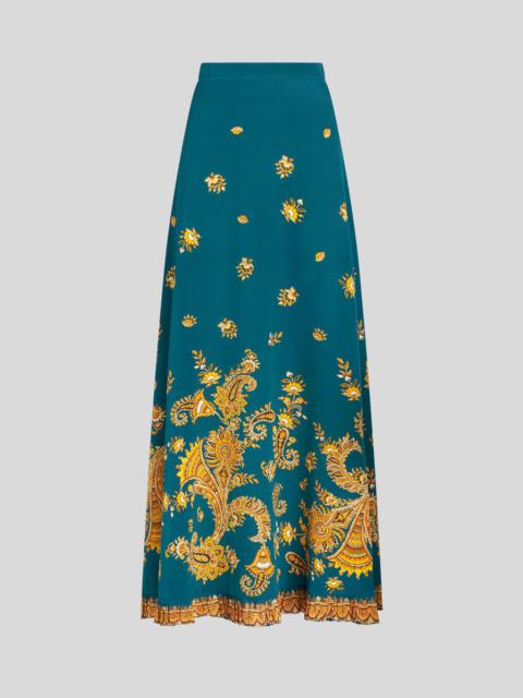 Etro LEAFY PAISLEY SILK CRÊPE DE CHINE SKIRT