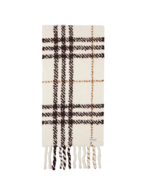 Burberry Off-White Check Alpaca Wool Blend Bouclé Scarf