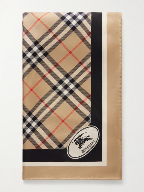 Burberry Logo-Print Checked Silk-Twill Scarf