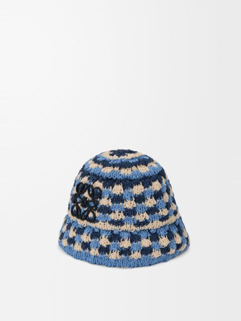 Loewe Patch crochet bucket hat in raffia and calfskin