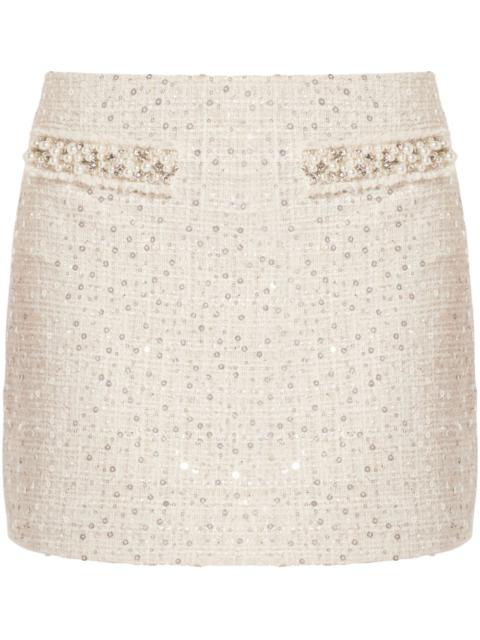 LoveShackFancy faux-pearl embellished mini skirt