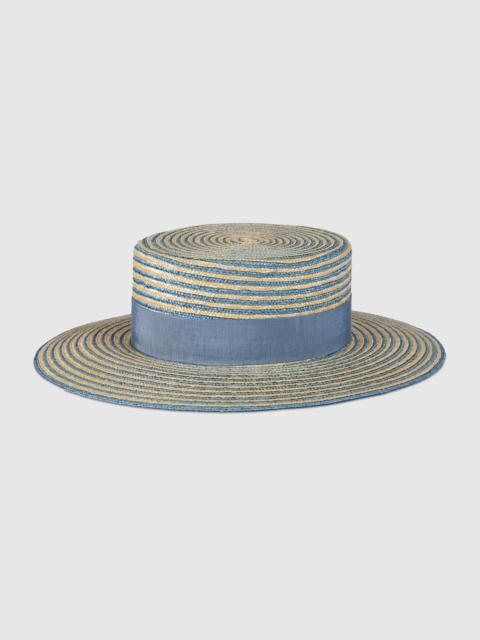 GUCCI Striped raffia wide-brimmed hat