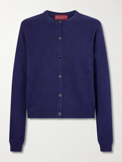 GUCCI Perforated Silk-blend Cardigan