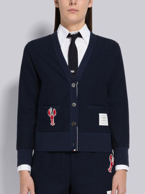 Thom Browne Textured Check Sequin Lobster V-Neck Cardigan