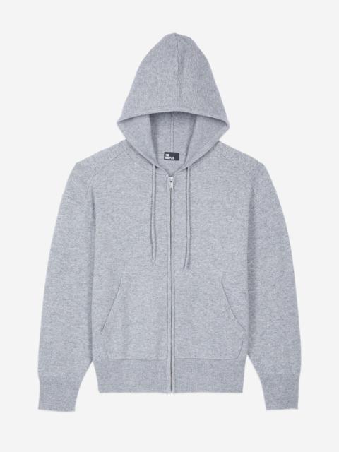 The Kooples GREY WOOL AND CASHMERE HOODIE