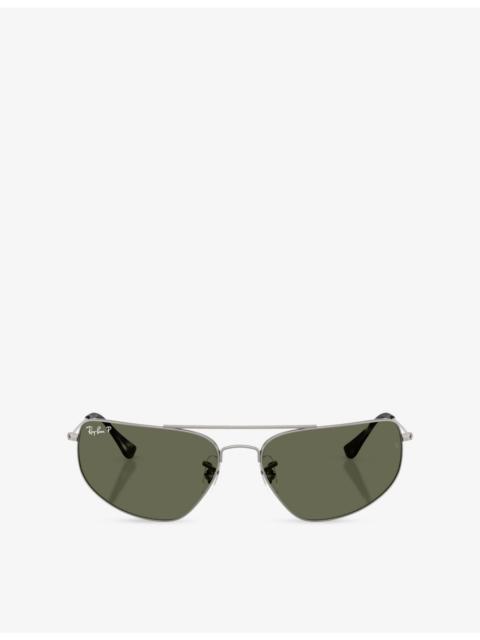 Ray-Ban RB3780 Rectangle-Frame Metal Sunglasses