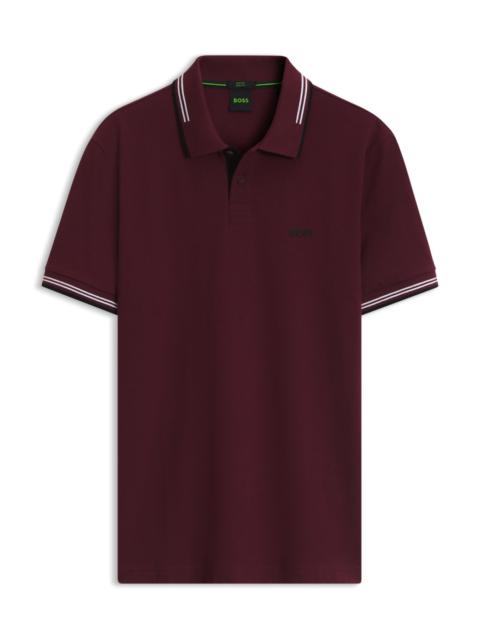 BOSS SLIM-FIT POLO SHIRT WITH CONTRAST-STRIPE DETAILS