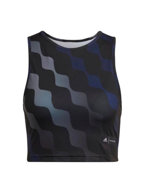 adidas (WMNS) adidas x Marimekko Train Icons Print Tank Top 'Black Blue' HH8734