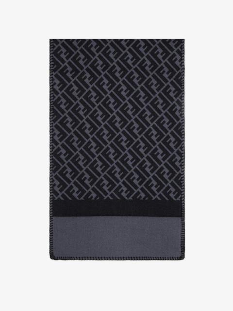 FENDI Black wool and silk scarf